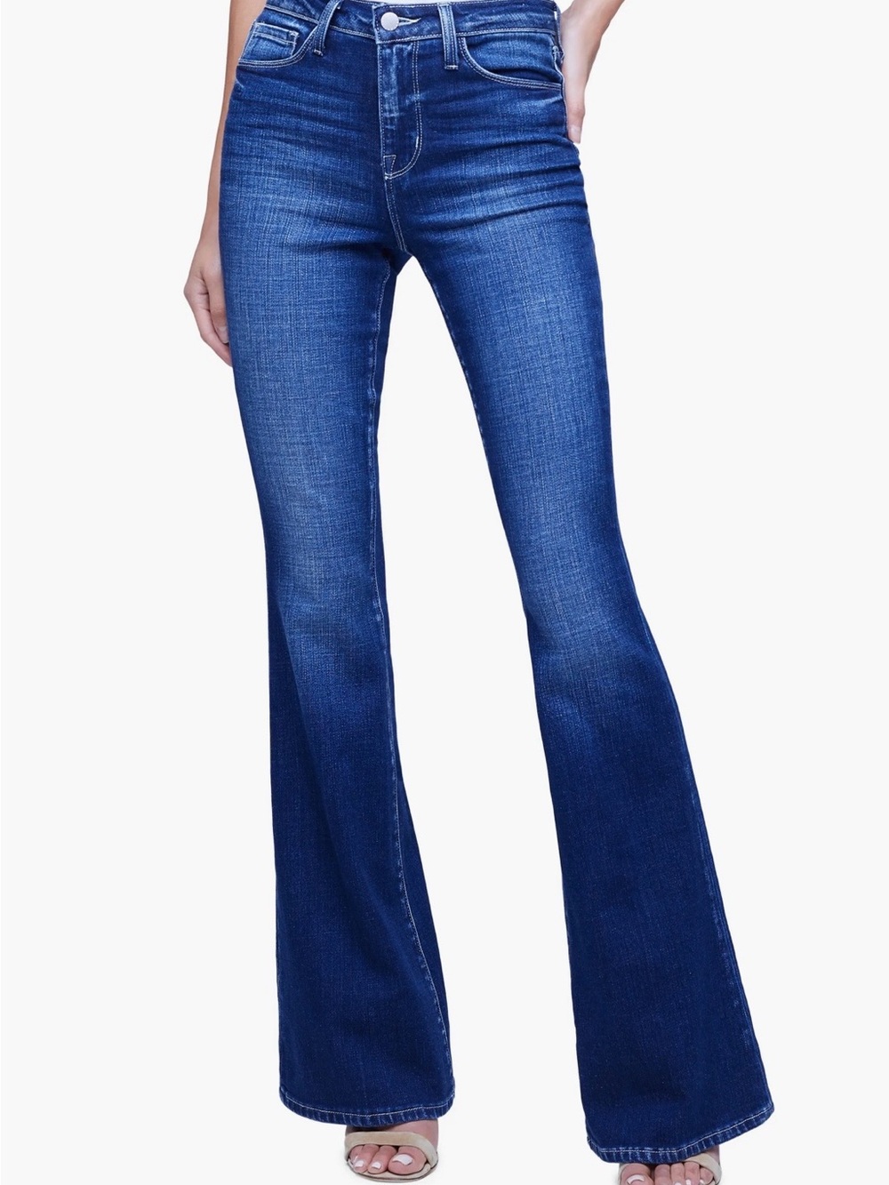 L'AGENCE High-Rise Flare Jeans - Dark Blue Wash